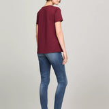 Tommy Hilfiger Embroidered Flag Stripe Logo T-Shirt Deep Rouge
