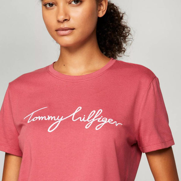 Tommy Hilfiger Embroidered Signature Crewneck T-Shirt Light Crimson