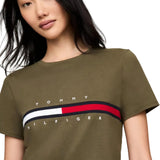Tommy Hilfiger Embroidered Flag Stripe Logo T-Shirt Army Green