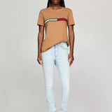 Tommy Hilfiger Embroidered Flag Stripe Logo T-Shirt Golden Rays