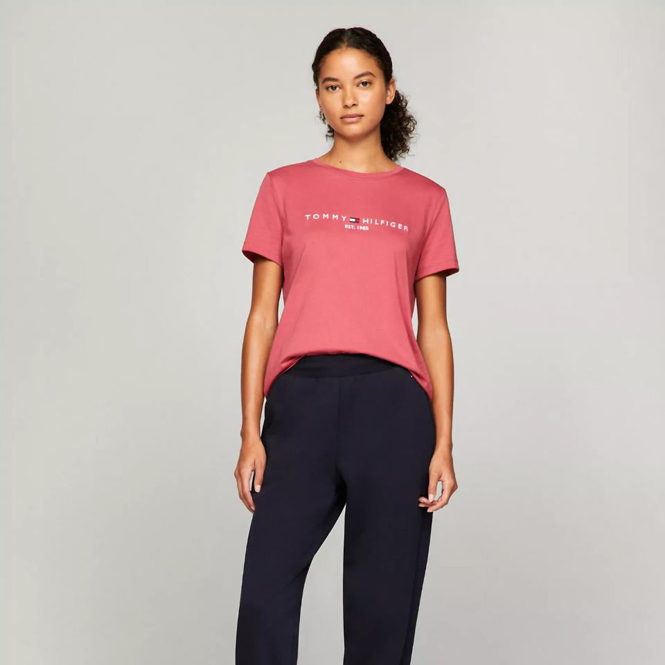 Tommy Hilfiger Embroidered Tommy Logo T-Shirt Light Crimson