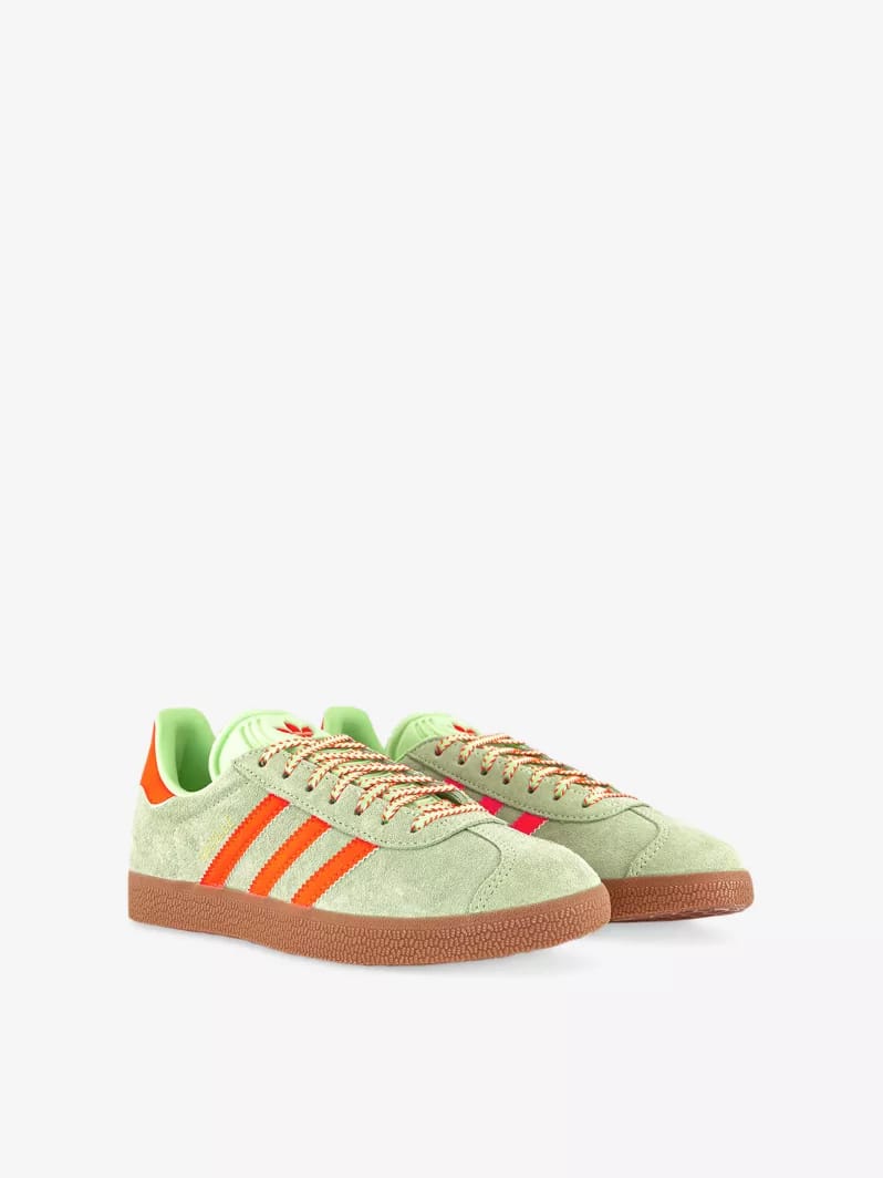 Adidas Gazelle Trainers Semi Green Spark Solar Orange Gum Size 7
