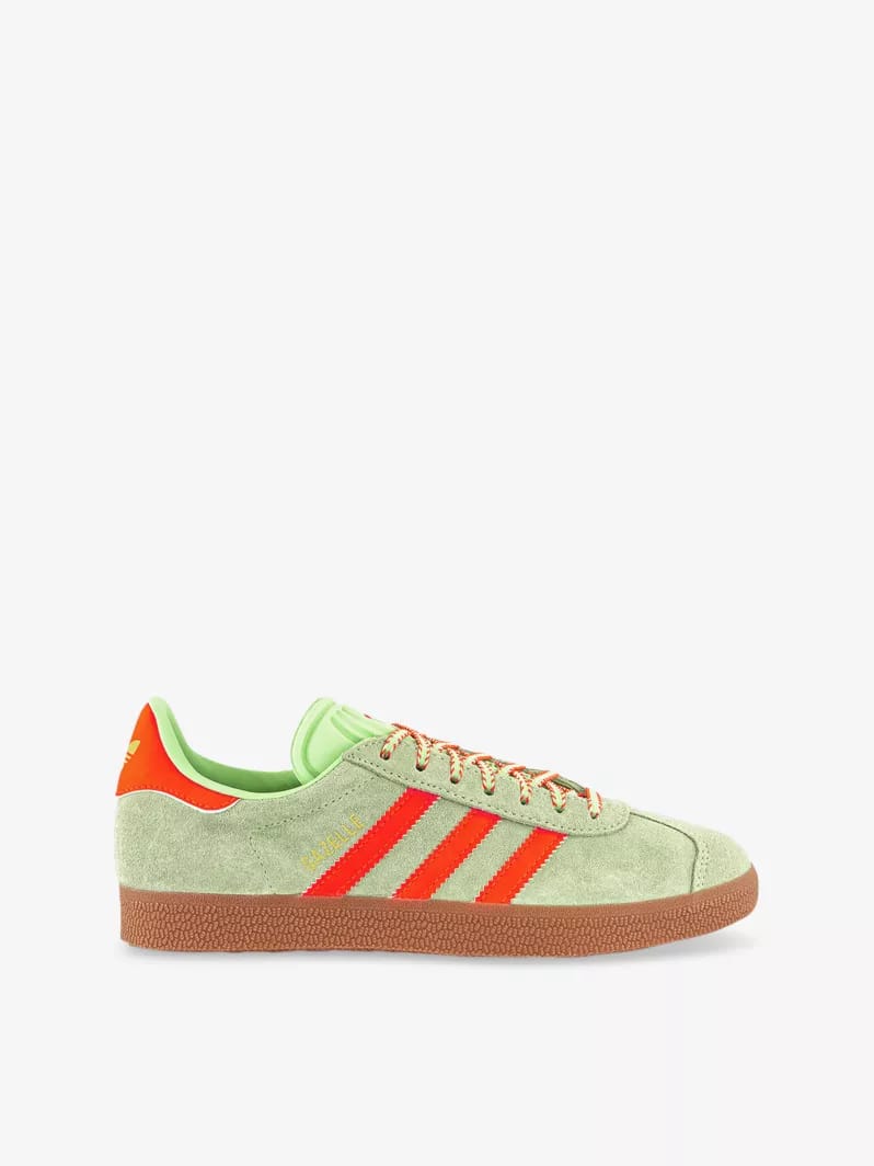Adidas Gazelle Trainers Semi Green Spark Solar Orange Gum Size 7