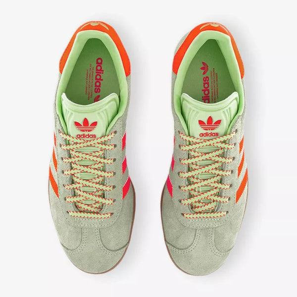 Adidas Gazelle Trainers Semi Green Spark Solar Orange Gum Size 7