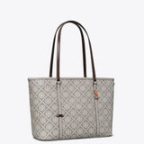 Tory Burch T MONOGRAM UTILITY SMALL ZIP TOTE GRAY