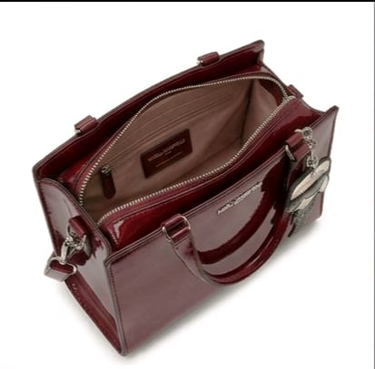 Karl Cross Bag Burgundy Shinny