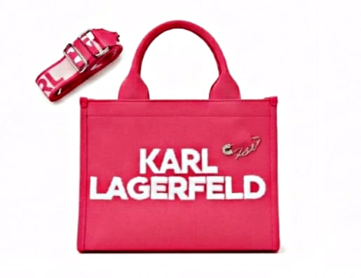 Karl Tote Bag Pink Canvas