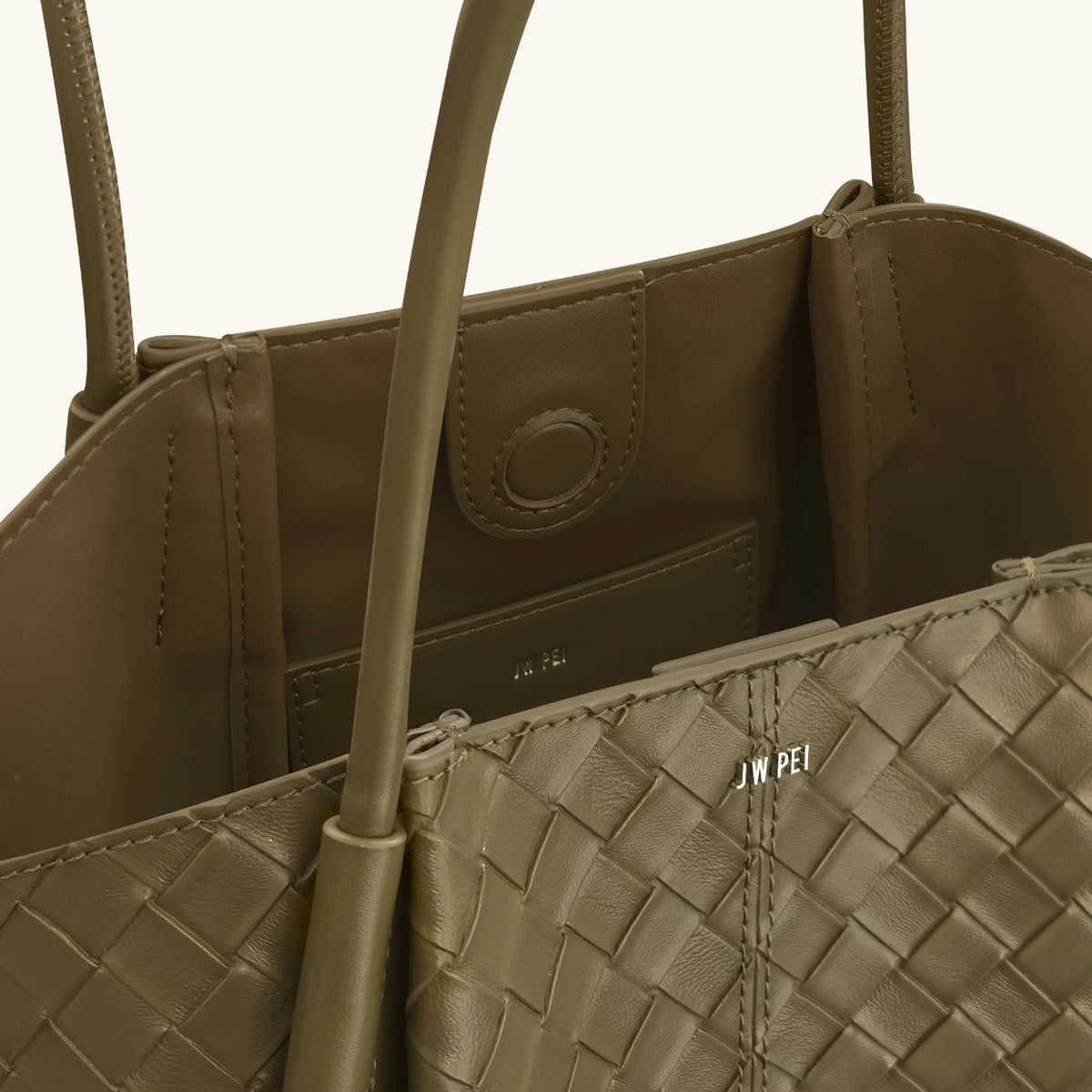 JW PEI Nala Wide Weave Texture Tote Bag-Olive Green-