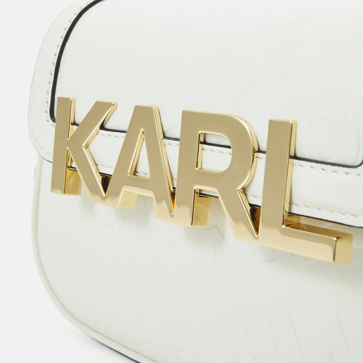 KARL LAGERFELD Paris Letters Embossed Crossbody in White