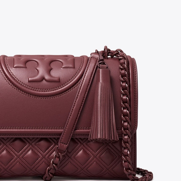 TORY BURCH FLEMING CONVERTIBLE SHOULDER BAG IN BURGUNDY