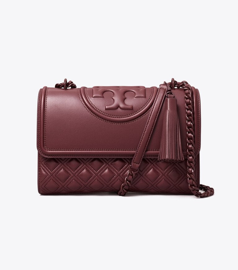 TORY BURCH FLEMING CONVERTIBLE SHOULDER BAG IN BURGUNDY