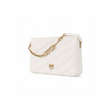 Pinko Twins Messenger Bag in Ivory/White Diagonal Quilt