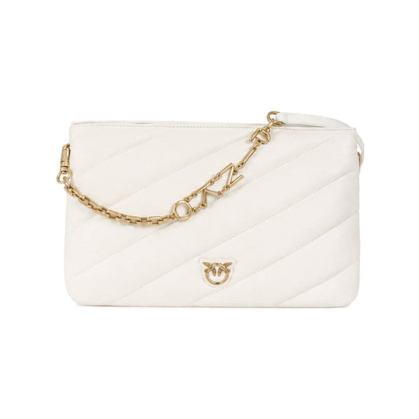 Pinko Twins Messenger Bag in Ivory/White Diagonal Quilt
