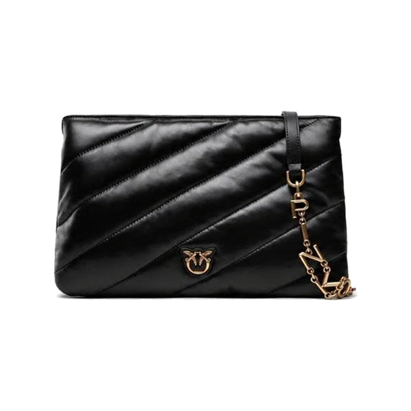 Pinko Twins Messenger Bag in Black Diagonal Quilt
