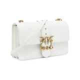 Pinko Love Classic Shoulder Bag in White Smooth Leather