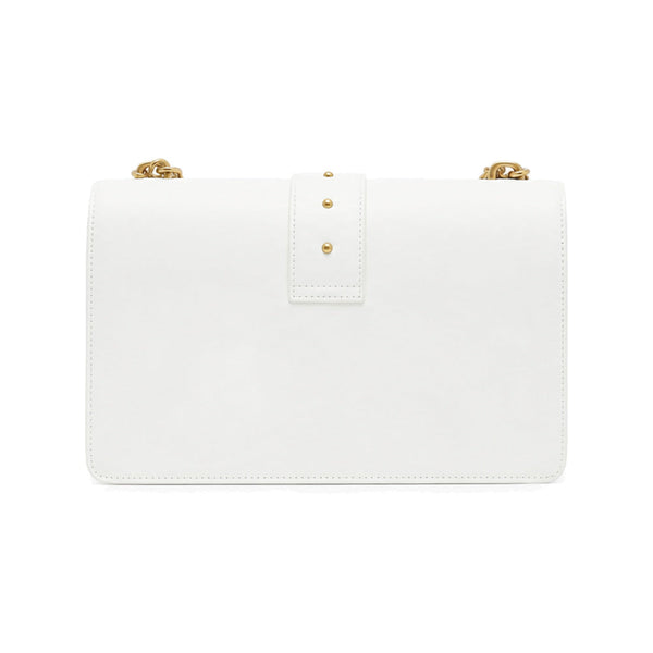 Pinko Love Classic Shoulder Bag in White Smooth Leather