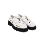 Karl Lagerfeld Paris Gaston Lug Loafers Shoes in White Leather
