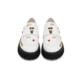 Karl Lagerfeld Paris Gaston Lug Loafers Shoes in White Leather