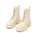 American Eagle Lace-Up Combat Boots in Cream
