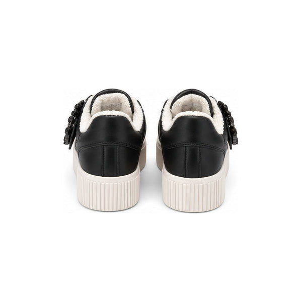 Karl Lagerfeld Paris Black Embellished Buckle Platform Sneakers - Size 6