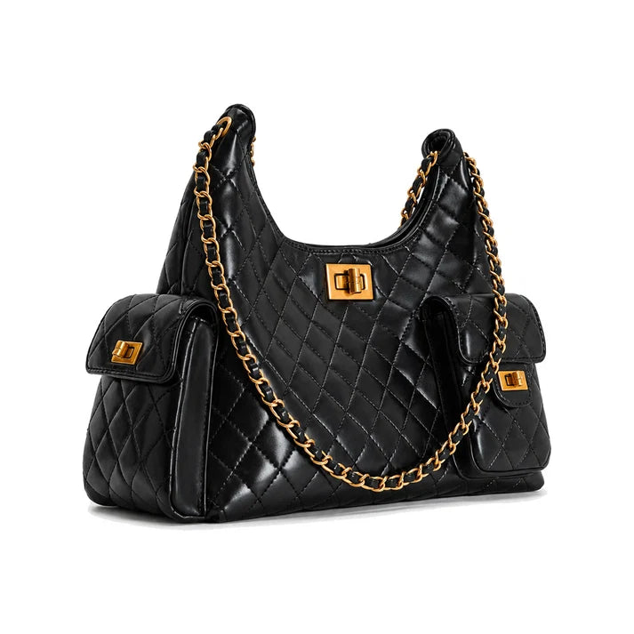 JW PEI Vivian Multi-Pocket Chain Hobo Bag in Black