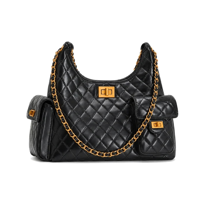 JW PEI Vivian Multi-Pocket Chain Hobo Bag in Black
