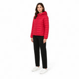 Pull & Bear Hooded Puffer Jacket in Vibrant Red