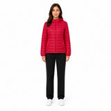 Pull & Bear Hooded Puffer Jacket in Vibrant Red
