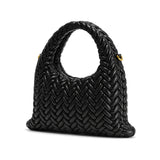 JW PEI Cora Woven Mini Tote Bag in Black with Braided Handles