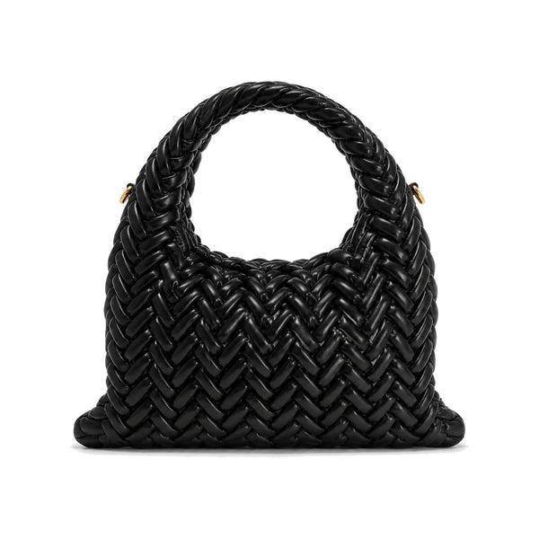 JW PEI Cora Woven Mini Tote Bag in Black with Braided Handles