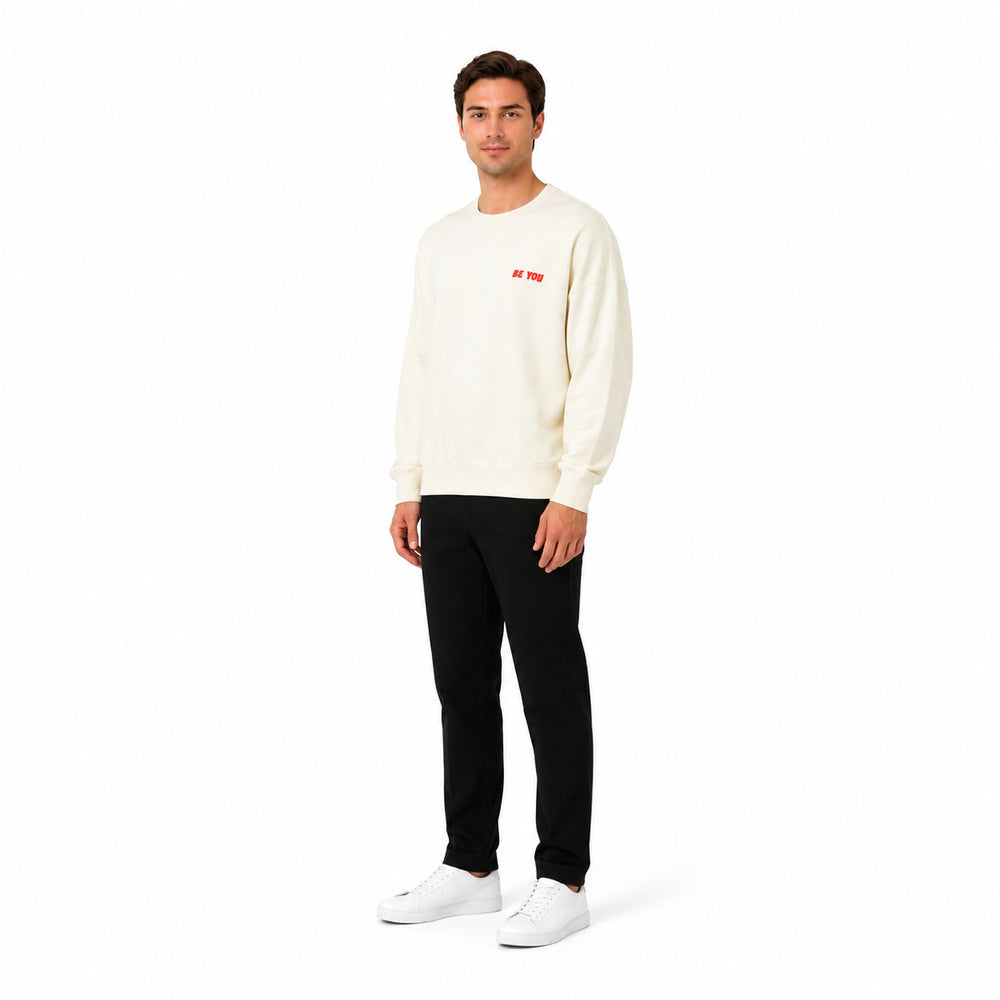 Pull&Bear Crewneck Sweatshirt in Off-White