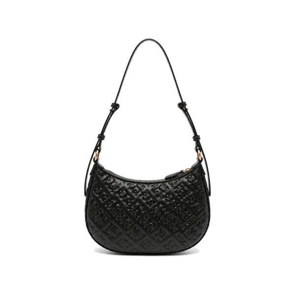 PINKO Love Half Moon Hobo Shoulder Bag in Black Monogram