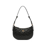 PINKO Love Half Moon Hobo Shoulder Bag in Black Monogram