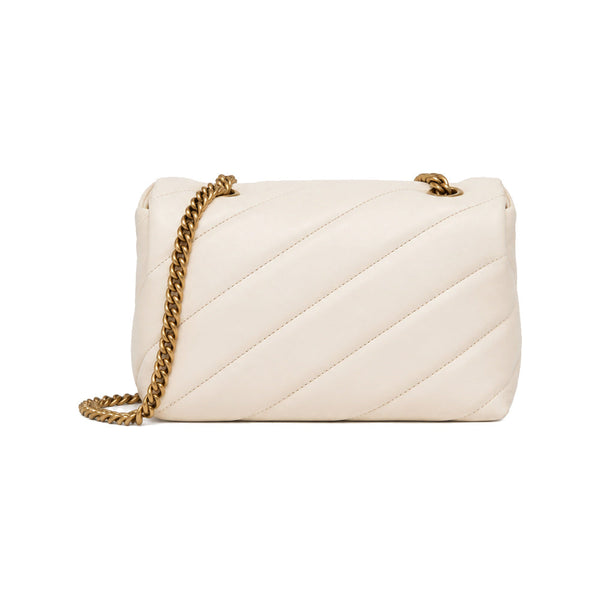 PINKO Love Puff Logo Jewel Mini Bag in Off White with Patches
