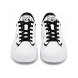 Armani Exchange Icon Low-Top Canvas Sneakers in White and Black