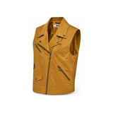 DKNY Faux Leather Moto Vest In Mustard Gold