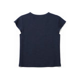 Calvin Klein Textured Split V-Neck Short Sleeve Top In Dark Blue