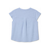 Calvin Klein Textured Split-Neck Short Sleeve Top In Light Blue
