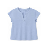 Calvin Klein Textured Split-Neck Short Sleeve Top In Light Blue
