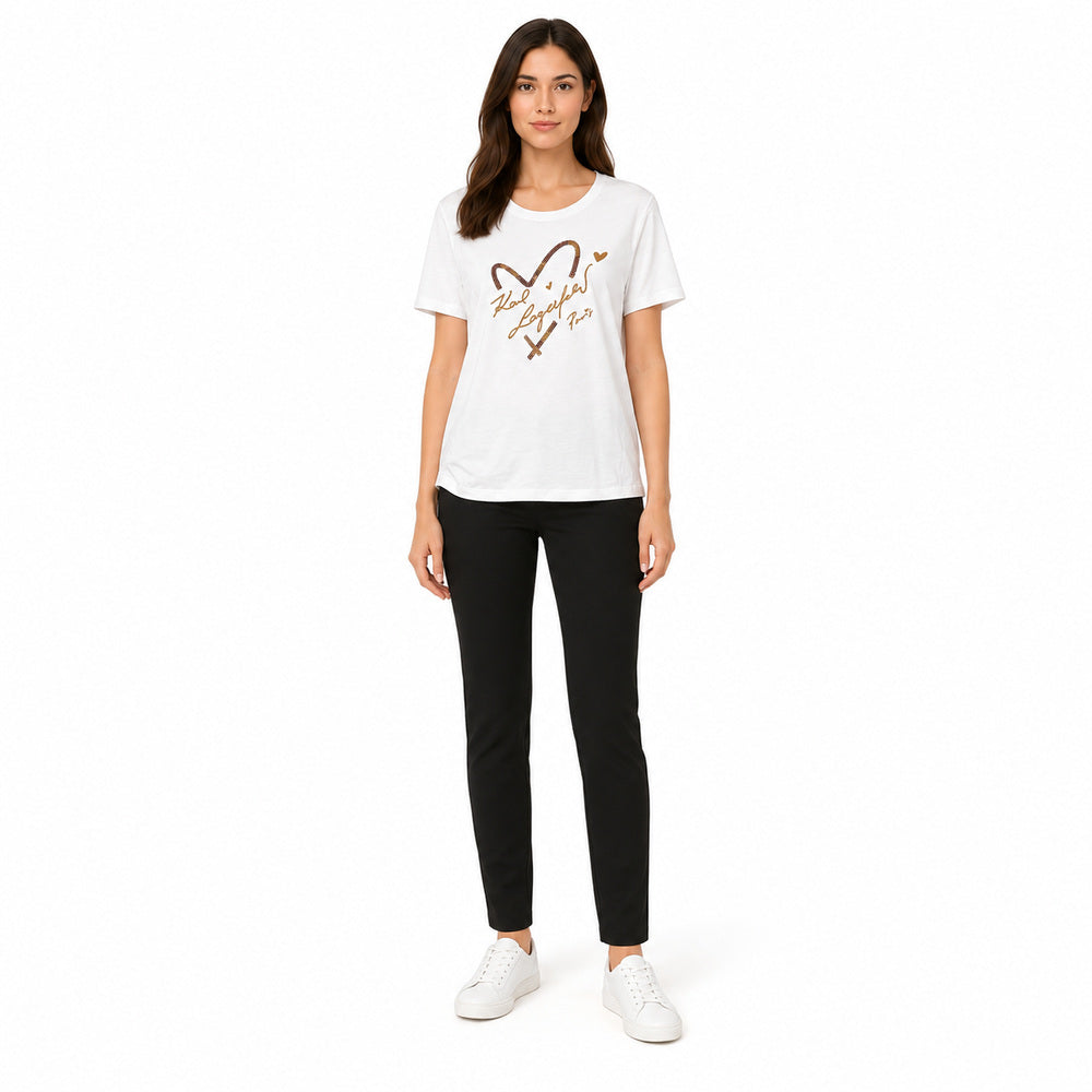 Karl Lagerfeld Paris Signature Sequins T-Shirt In White