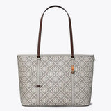 Tory Burch T MONOGRAM UTILITY SMALL ZIP TOTE GRAY