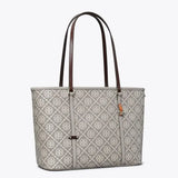 Tory Burch T MONOGRAM UTILITY SMALL ZIP TOTE GRAY
